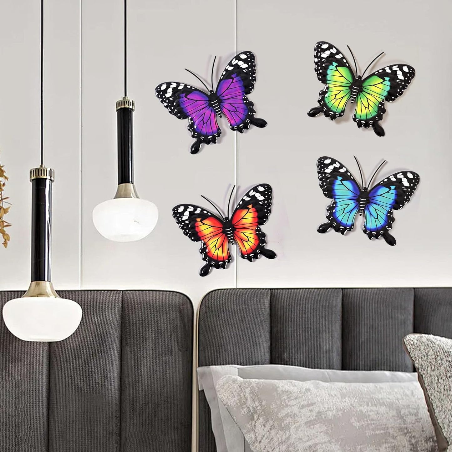 Yungeln Metal Wall Art, 4PCS Metal Bumble Bee Wall Decor, 3D Iron Bee Art Sculpture Hanging Wall Decorations for Outdoor Home Garden