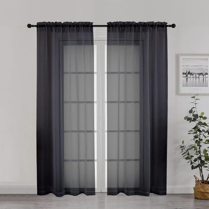 Chyhomenyc Sheer White Valances for Windows 2 Pack, Small Window Curtains for Living Room Bathroom Cafe Laundry Basement, Modern Top Dual Rod Pocket Voile Curtain, 42W x 14L inches, White - Colors B