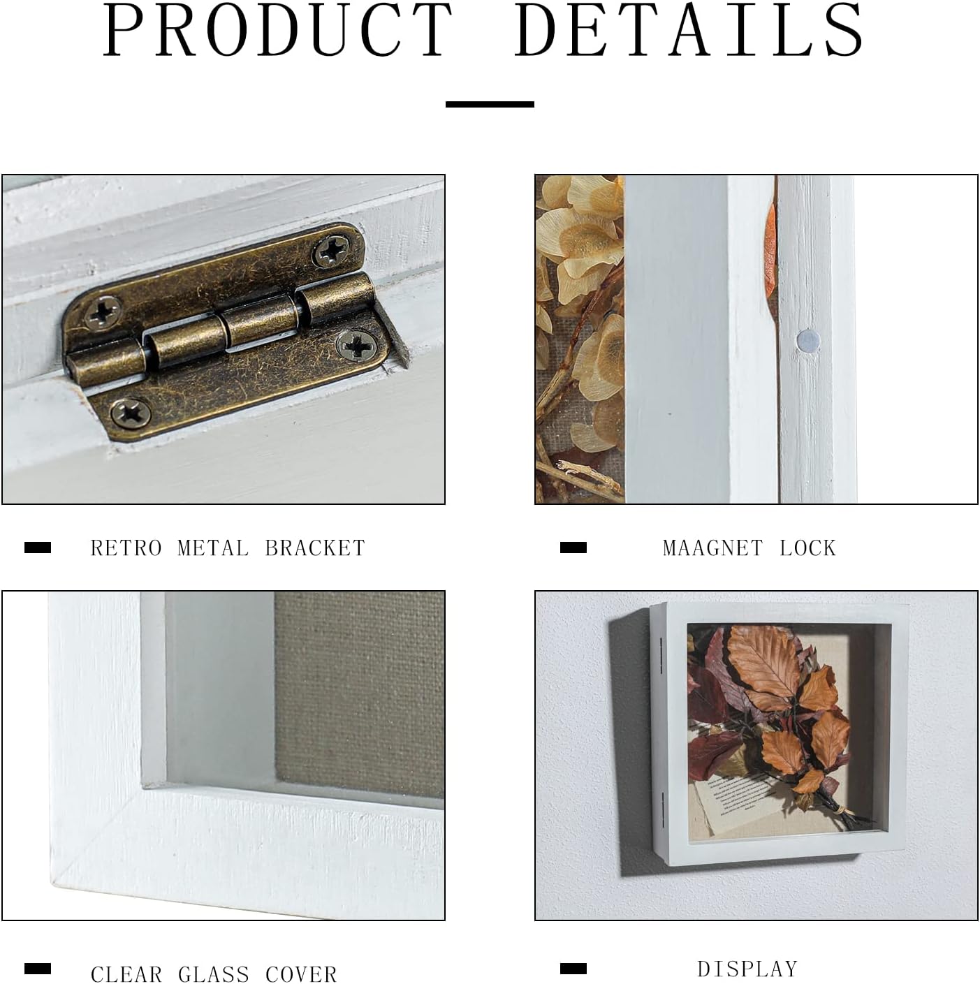 Freezing point Shadow Box Frame 8x8 Shadow Boxes Display Case with Linen Back Memorabilia Awards Medals Bouquet Photos Picture Badge Wedding Memory Box for Keepsakes Carbonized Small Pin Board