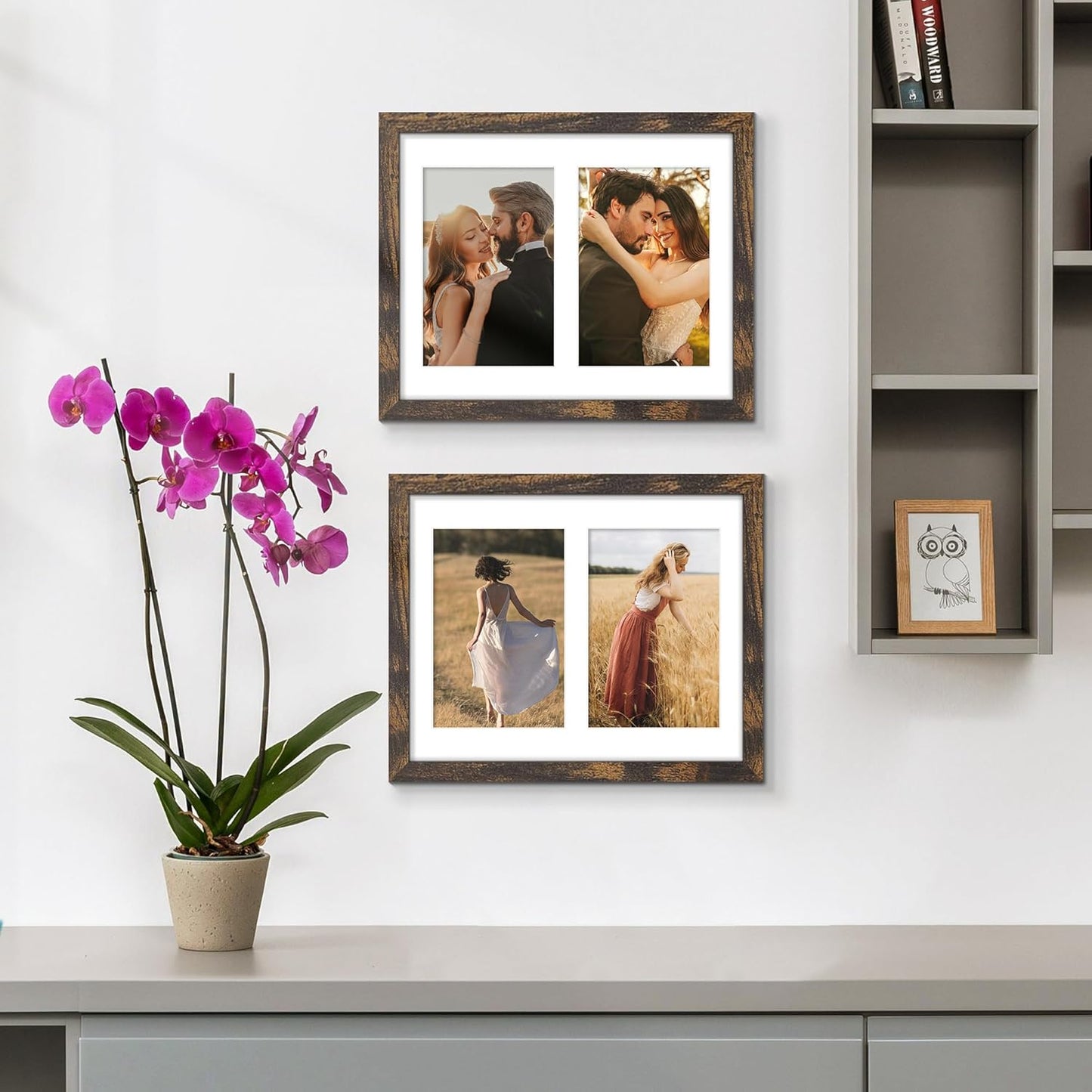 DUENPY 14x26 Collage Picture Frame 4x6 Collage Picture Frame Displays Twelve 4x6 inch Photos Available Horizontal Wall Mounting Display and Vertical Black - Colors A