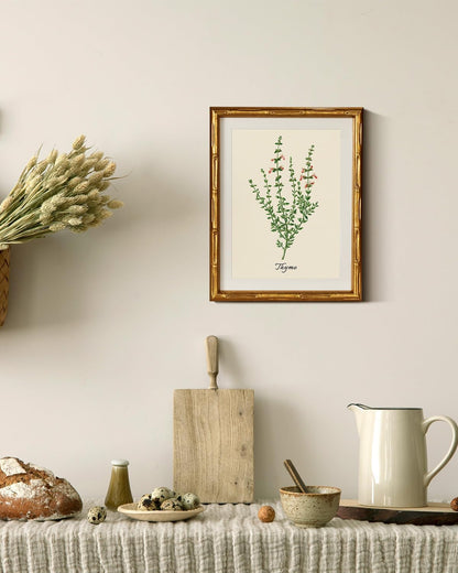 InSimSea Gold Bamboo Framed Canvas Wall Art, Retro Blue Hydrangea Botanical Prints, Antique Flowers Picture Frame with Mat, Victorian Home Wall Decor for Kitchen Living Room Bedroom, 11x14inch