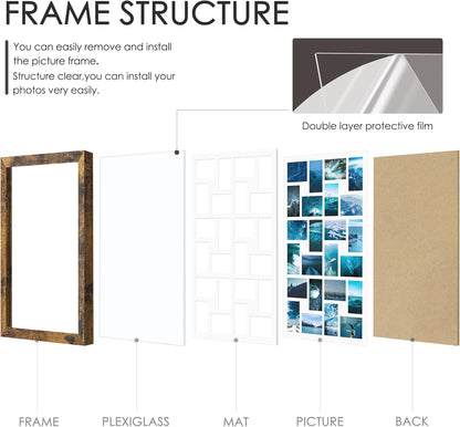 DUENPY 14x26 Collage Picture Frame 4x6 Collage Picture Frame Displays Twelve 4x6 inch Photos Available Horizontal Wall Mounting Display and Vertical Black - Colors B