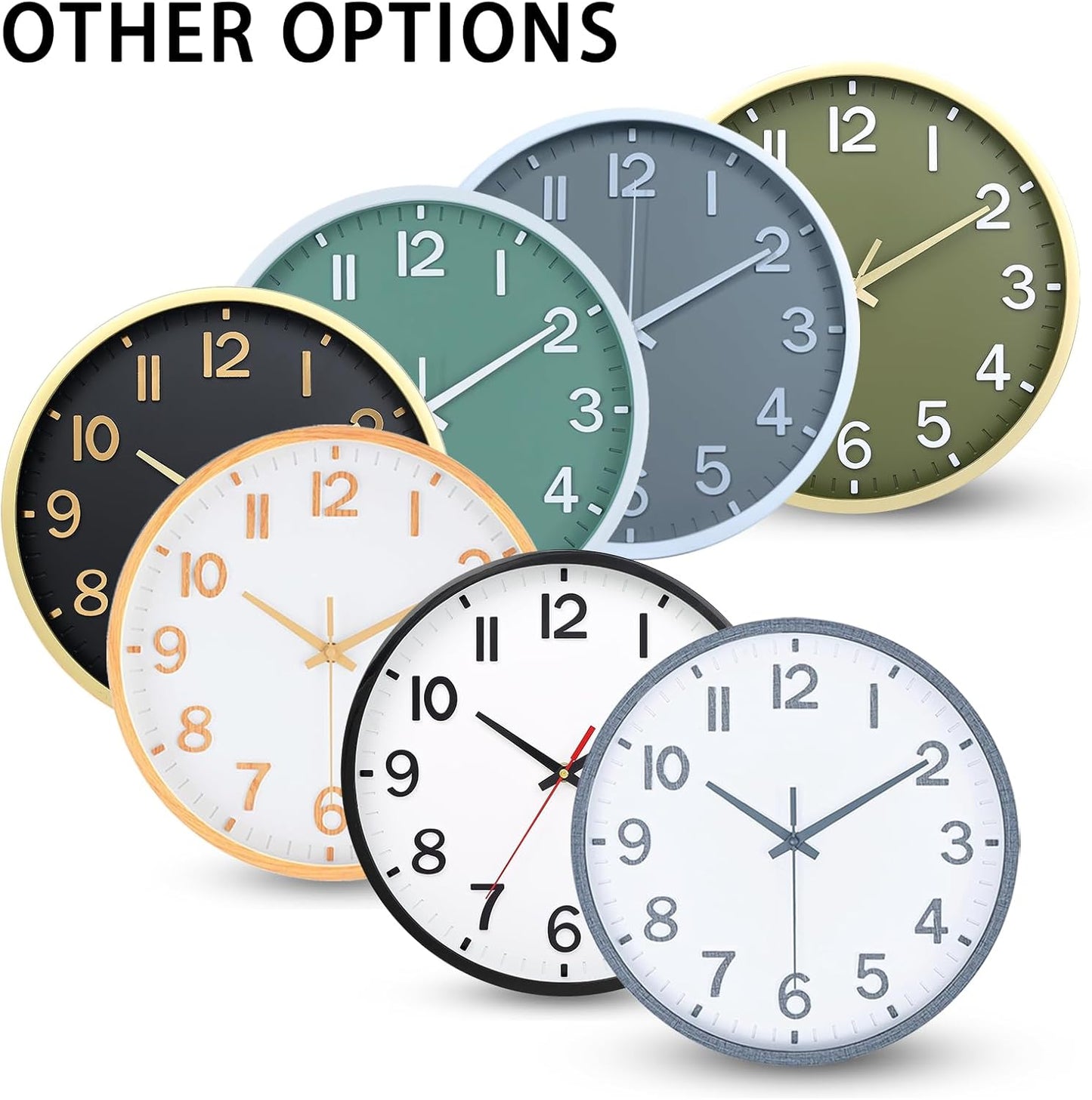 Wall Clocks Battery Operated 8 inch Modern Wall Clock,Silent Non Ticking Wall Clock for Living Room Bedroom Kitchen Office Classroom Decor (Green White)