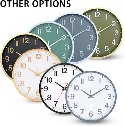 Wall Clocks Battery Operated 8 inch Modern Wall Clock,Silent Non Ticking Wall Clock for Living Room Bedroom Kitchen Office Classroom Decor (Green White)