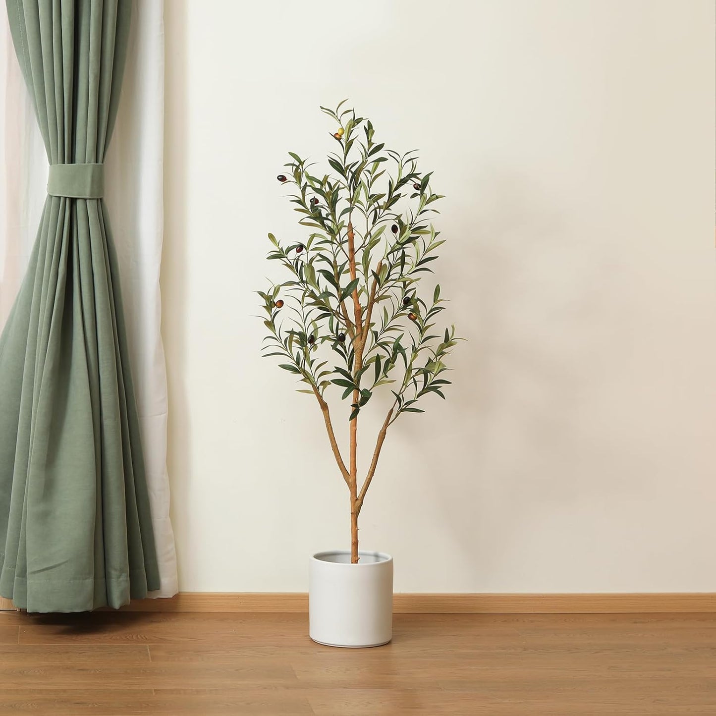 Kazeila Artificial Olive Tree 6FT Tall Faux Silk Plant for Home Office Decor Indoor Fake Potted Tree with Wood Branches and Fruits