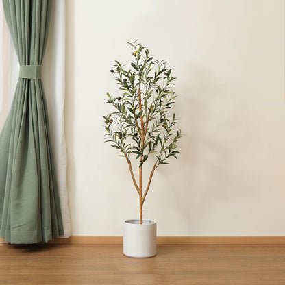 Kazeila Artificial Olive Tree 6FT Tall Faux Silk Plant for Home Office Decor Indoor Fake Potted Tree with Wood Branches and Fruits