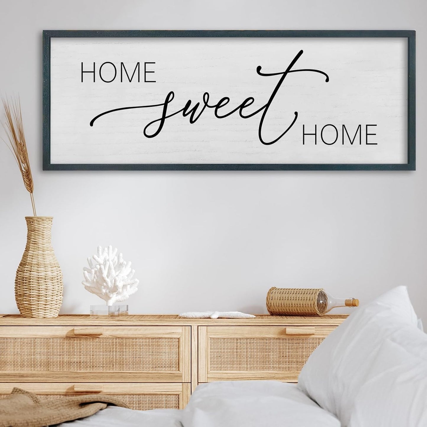 FZMHASLWW Gather Sign Wall Decor 32"×12" Large Wooden Framed for Dining Room Simple Home Kitchen Hanging Art (Wood)