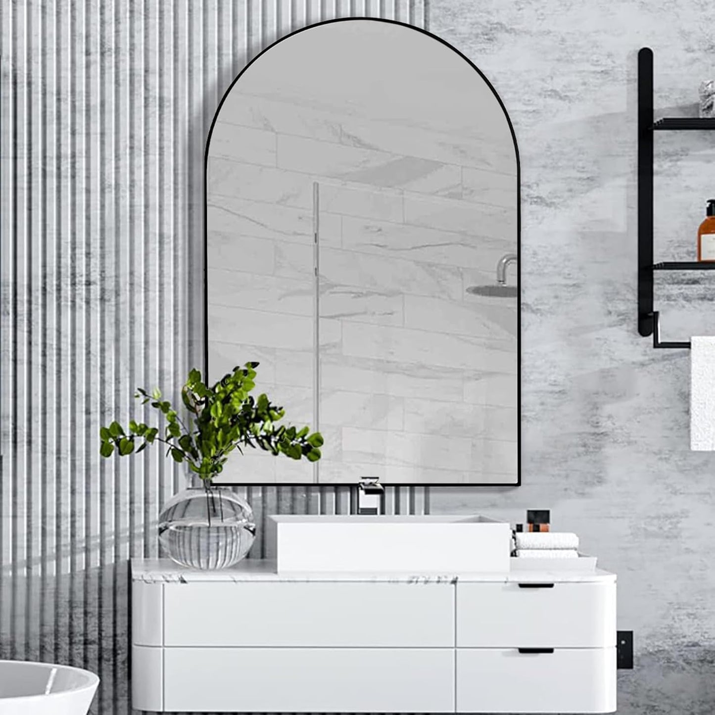 White Round Mirror 30 Inch, Circle Wall Mirrors for Bathroom, Bedroom Living Room or Entryway