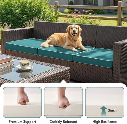 MIULEE Beige Outdoor Bench Cushion Set of 1, 48x18x3 Inch Waterproof Patio Seat Cushions for Swing and Outdoor Furniture Couch Sofa, 3 Year Color Fastness High Density Foam with Adjustable Ties