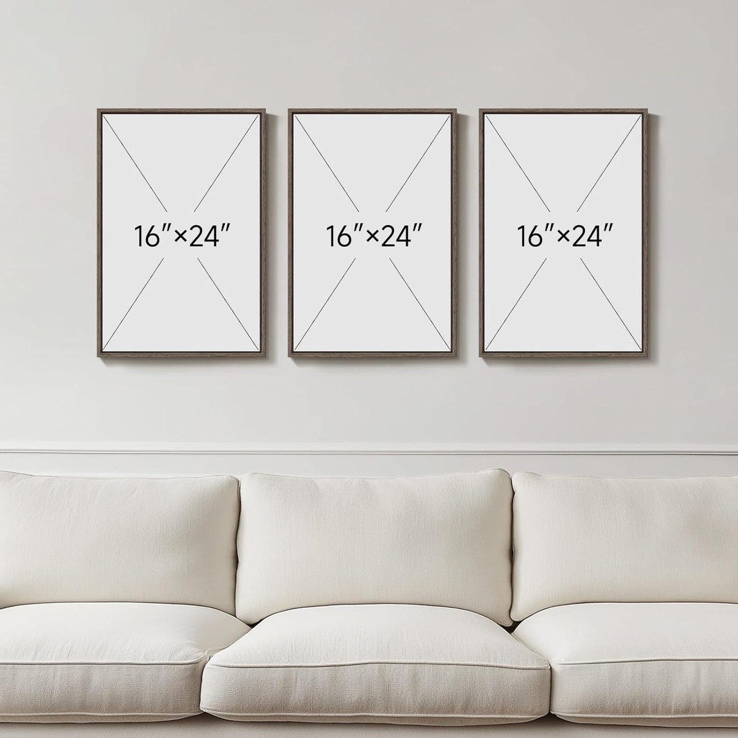 Large Framed Neutral Abstract Wall Art for Living Room, 3 Piece Modern Canvas Prints Paintings Artwork for Walls, Black and Beige Pictures for Living Room Hallway Stair Office Wall Decor 24x36 Inch