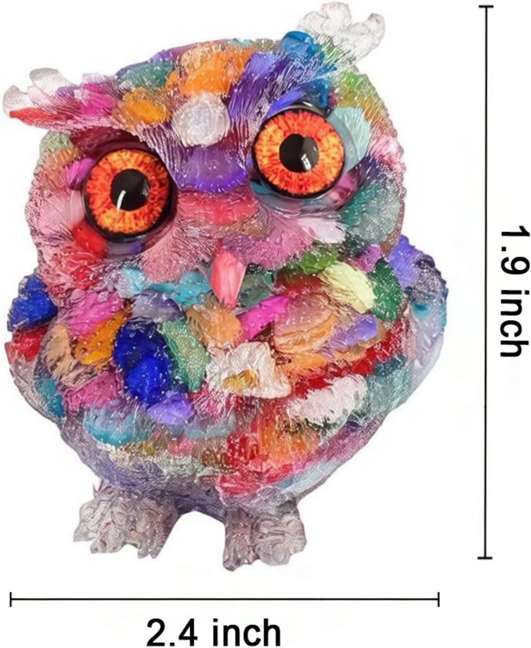 OwMell Owl Statue Tumbled Stone Gemstone Owl Figurine Home Decor Shelf Decor 2.5" - Turquoise