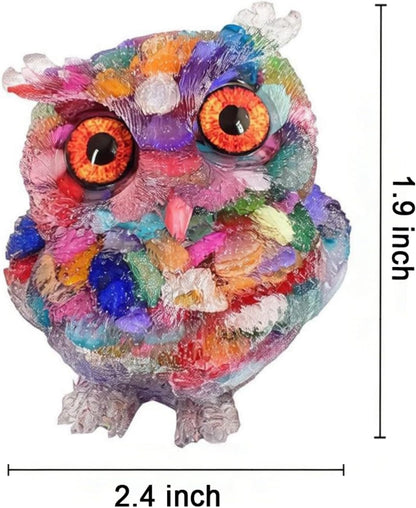 OwMell Owl Statue Tumbled Stone Gemstone Owl Figurine Home Decor Shelf Decor 2.5" - Turquoise