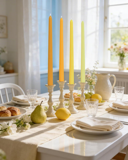 Viyffo Taper Candles, 12 Inch, 12 Pack, Brown – Unscented, Smokeless Design, Up to 8-Hour Burn – Tall Candlesticks for Table Decor, Weddings & Dinners