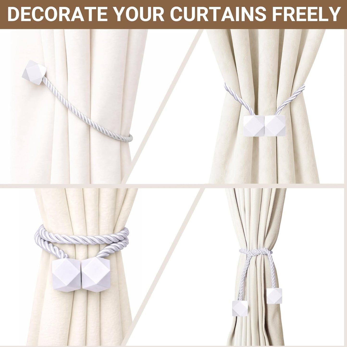 Hion Magnetic Curtain Tiebacks Black 2pcs, Curtain Tiebacks Buckles Holdbacks Holders Hooks Clip for Home Outdoor Bedroom Office Decorative Curtain