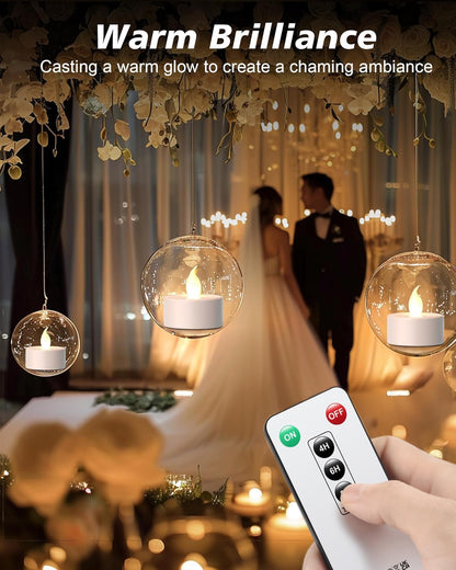 PUNPUBA LED Tea Lights Candles- 24Pack Flameless Candles Realistic and Bright Flickering Long Lasting 200Hours for Holiday Celebration,Party, Home Decoration WarmWhite,Battery Operated