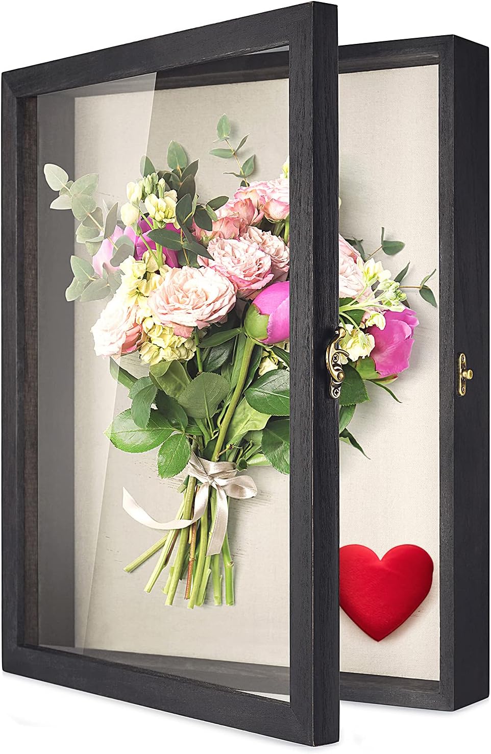 TJ.MOREE Shadow Box Frame 8 x 10 Shadowbox Display Case Picture Frame with Linen Back Memorabilia Bouquet Medals Military Photos Memory Box