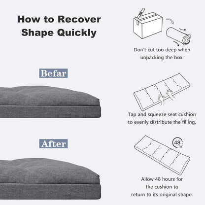 baibu 40 Inch Dual-Layer Patent Design Memory Foam Bench Cushion, Non-Slip Indoor Bench Cushion Standard Size Foam Pad with Machine Washable Cover (Dark Grey, 40x16x3in)