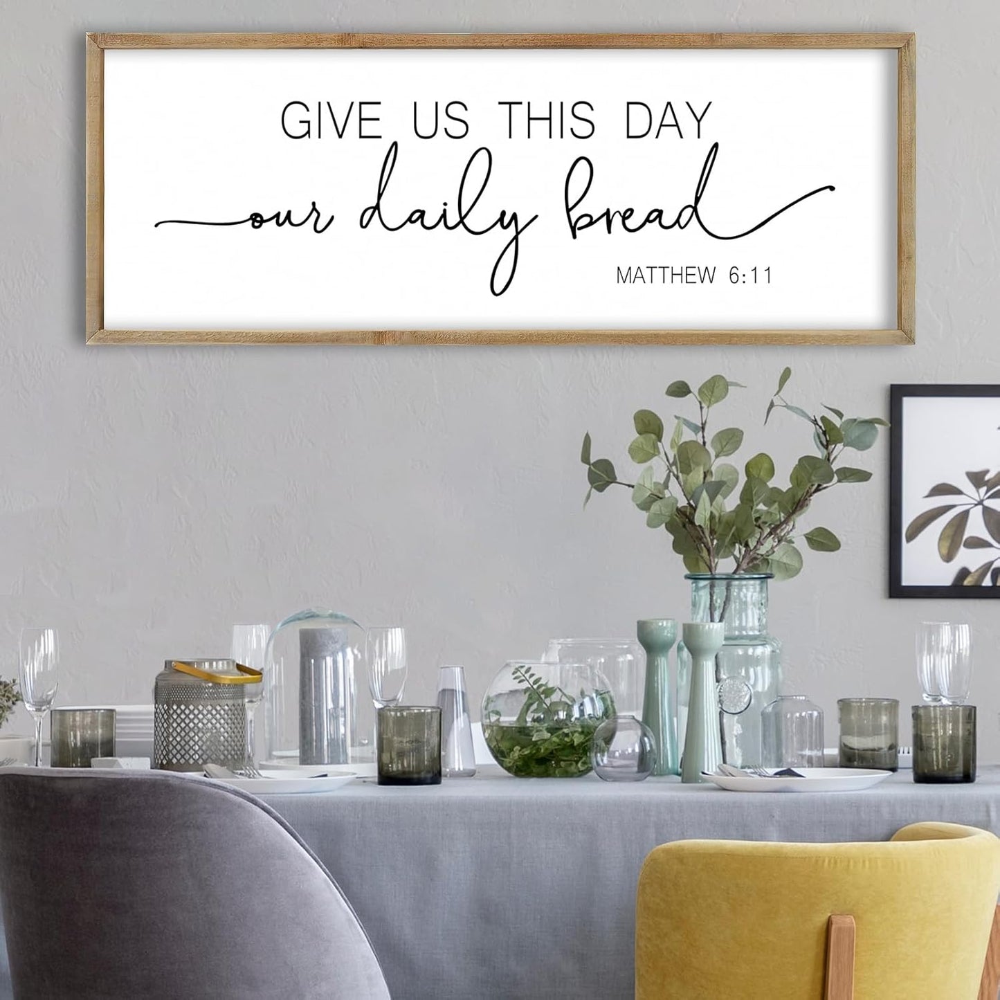 FZMHASLWW Gather Sign Wall Decor 32"×12" Large Wooden Framed for Dining Room Simple Home Kitchen Hanging Art (Wood)