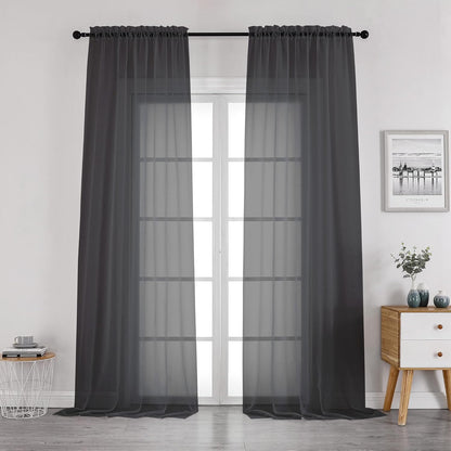 OWENIE Sheer Curtains 84 inches Long 2 Panels Set for Living Room/Bedroom, Rod Pocket Voile Sheer Panel Drapes, White, 2pcs, Each 42" W x 84" L - Colors B