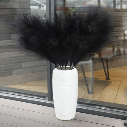Ouddy Decor 8 Pcs Faux Pampas Grass Decor 38''/97cm Tall Artificial Large Pompous Pompas Floral Fluffy Fake Plants Floor Vase Filler for Wedding Kitchen Home Boho Decorations, Mixed Beige