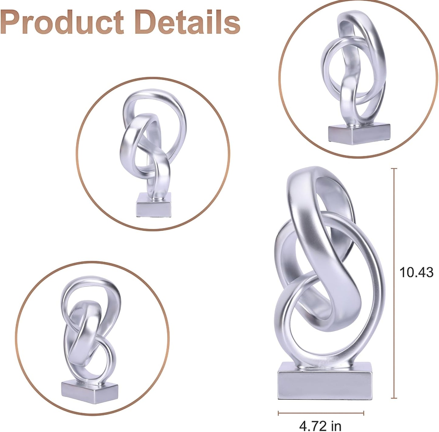 Modern Abstract Knot Sculpture, Artistic Mobius Inspired Resin Decor, Elegant Home and Office Decor, Perfect for Shelves, Desktops, and Mantles, Ideal Gift for Birthdays, Housewarmings (Black)