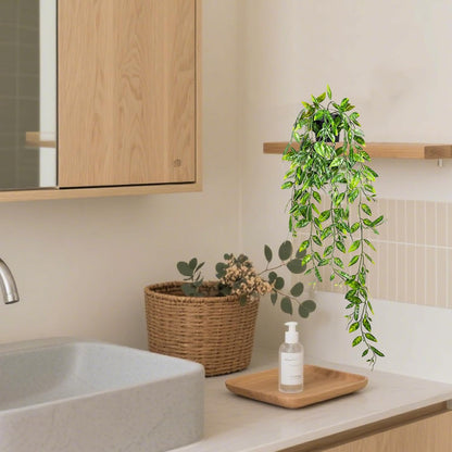 Clearain 1pcs Fake Hanging Plants, Artificial Small Potted Plants, Mini Faux Succulent Plant for Indoor Outdoor Aesthetic Office Living Room Shelf Home Decor (Eucalyptus leaves-1pcs)