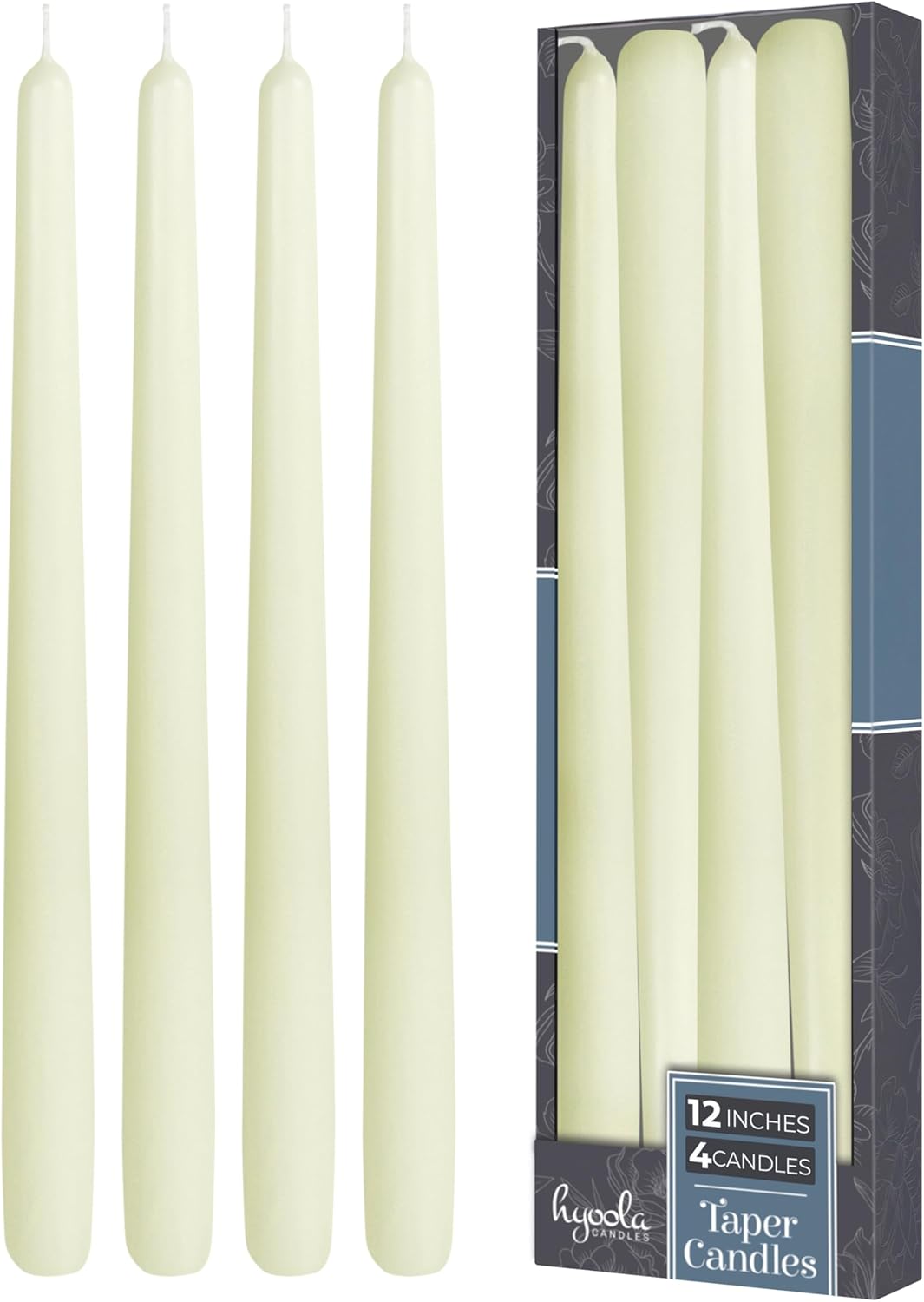 Hyoola Tall Taper Candles - 10 Inch Metallic Gold Unscented Dripless Taper Candles - 8 Hour Burn Time - 4 Pack