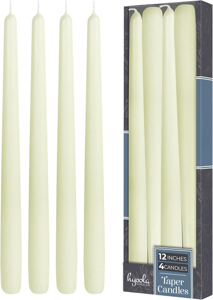 Hyoola Tall Taper Candles - 10 Inch Metallic Gold Unscented Dripless Taper Candles - 8 Hour Burn Time - 4 Pack