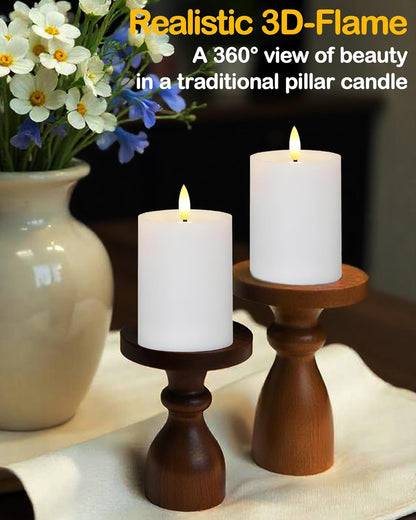 Gmnee 3"x4" Outdoor Waterproof Flameless Candles with Remote and Timers, LED Candles, Battery Operated Candles, Electric Fake Pillar Candles for Patio, Porch, and Lanterns Decor (Ivory, Plastic)