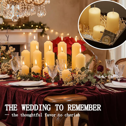 18 Pcs Ivory Pillar Candles Bulk Set，3 Different Lengths 2 x 3/4/6 Inch (6 Each)，Hurricane Candles，Dripless Unscented Smokeless，Gives You a Better Atmosphere When Organizing an Event Party.