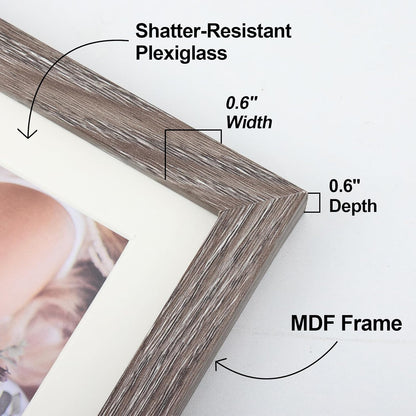 Fixwal Picture Frames Set, Gallery Wall Frame Set Picture Frames Collage 15 Pack for Wall or Tabletop with 8x10 5x7 4x6 Frames, Soft Earth Tones