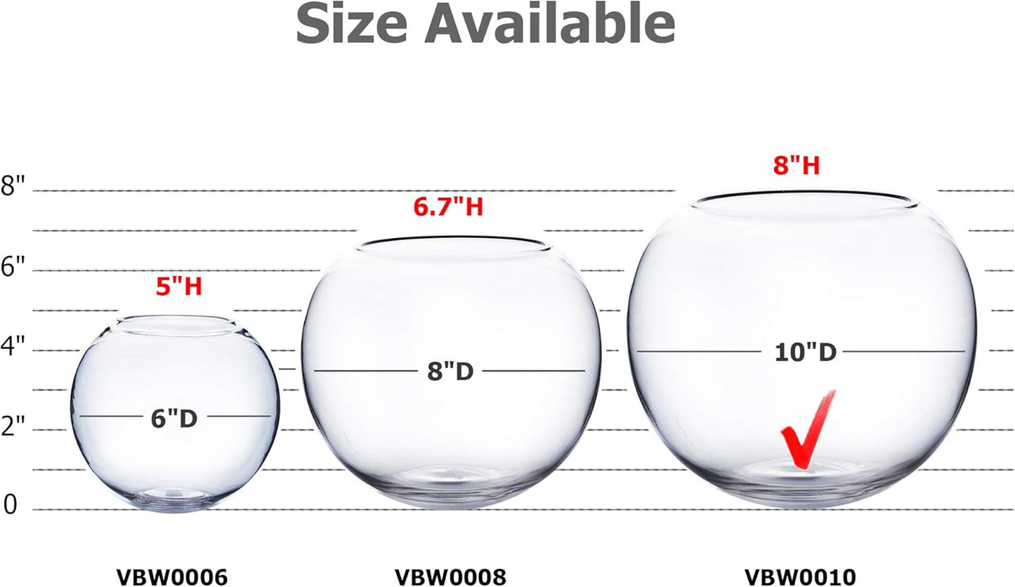 WGV Bowl Glass Vase, Diameter 6", Height 4.5", Open Width 4", (Multiple Sizes Choices) Clear Bubble Planter Terrarium Fish Bowl for Wedding Event Home Decor, 1 Piece (VBW0006A)