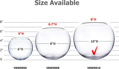 WGV Bowl Glass Vase, Diameter 6", Height 4.5", Open Width 4", (Multiple Sizes Choices) Clear Bubble Planter Terrarium Fish Bowl for Wedding Event Home Decor, 1 Piece (VBW0006A)