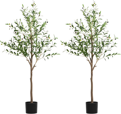Olive Tree Artificial Indoor, 7 FT Faux Olive Trees with Planter, Fake Tall Plants with Natural Trunk and Lifelike Fruits for Home Office Decor(1, 7FT)