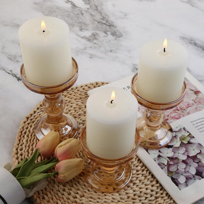 6-Piece Set of Glass Candlestick, Crystal Candlestick Holder Holder and Conical Candle, Christmas Candle Holder Decoration, Family Living Room Wedding Candle Holder (Clear 2sets)