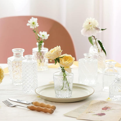 Clear Glass Bud Vase Set of 12 Pcs,Small Bud Vases in Bulk,Glass Crystal Flower Vases Table Centerpieces for Party Event Wedding Decor Baby Shower Decorations (Clear, 12 Pcs)