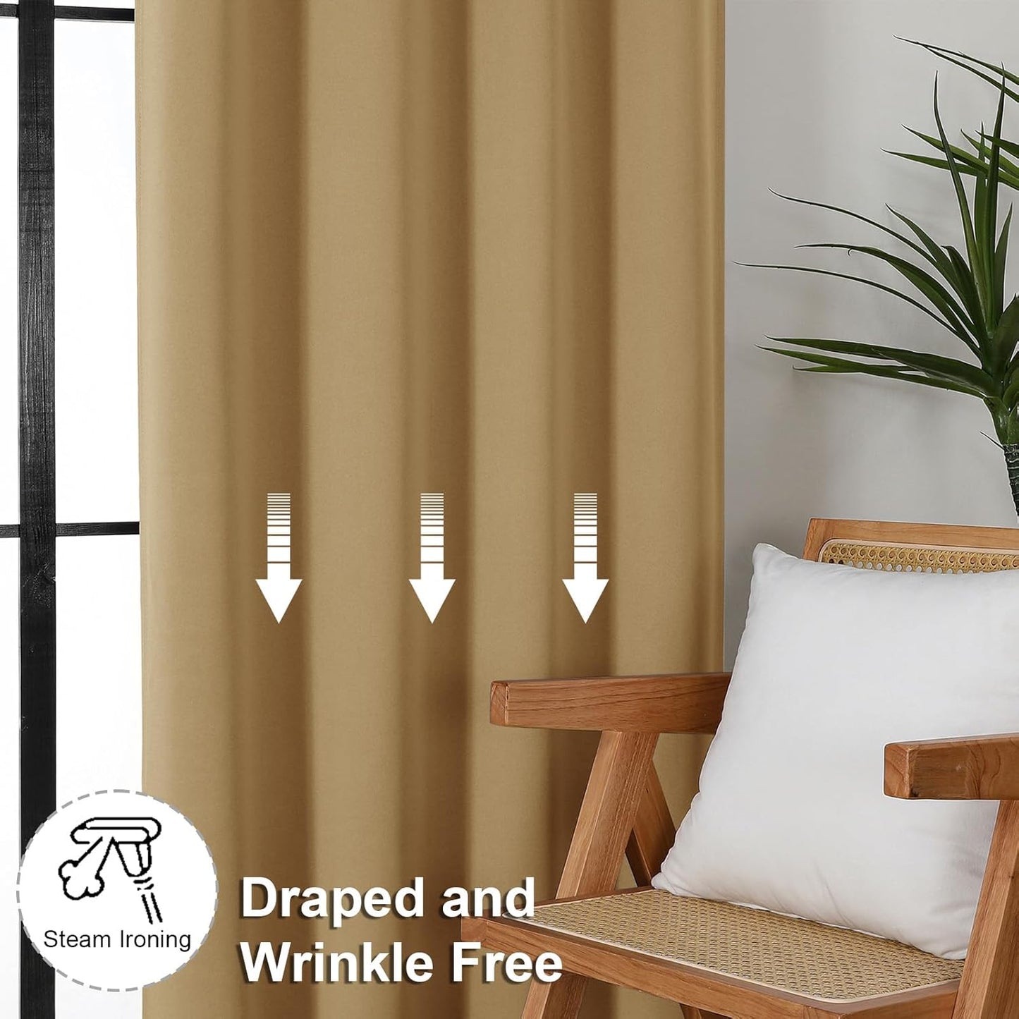 Simplebrand Ava Sage Green Blackout Curtains for Bedroom 63 Inch Length 2 Panels Set, Solid Thermal Insulated Energy Saving Rod Pocket Window Treatment Curtains Blackout Drapes, W40 x L63 Inch, Sage - Colors A