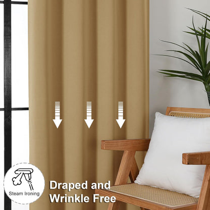 Simplebrand Ava Sage Green Blackout Curtains for Bedroom 63 Inch Length 2 Panels Set, Solid Thermal Insulated Energy Saving Rod Pocket Window Treatment Curtains Blackout Drapes, W40 x L63 Inch, Sage - Colors A