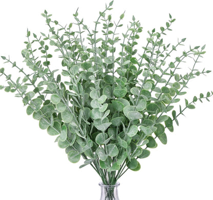 CEWOR 80pcs Artificial Eucalyptus Stems Fake Eucalyptus Leaves Stems Real Touch Leaf Branches for Flower Bouquet Wedding Easter Centerpiece Spring Home Office Decor