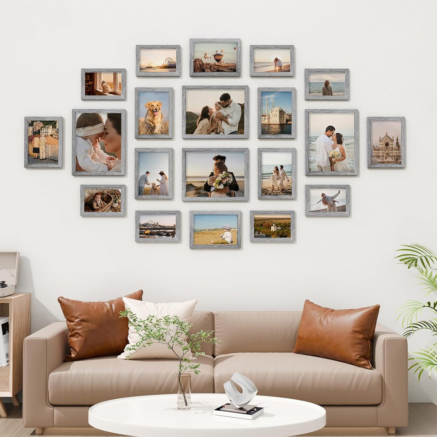 Vittanly 20 Pack Picture Frames Collage Wall Decor, Multi Sizes Including 4pcs 8x10, 8pcs 5x7 and 8pcs 4x6 Photo Frames, Gallery Frame Set for Wall or Tabletop Display, Black, Brown and Dark Grey