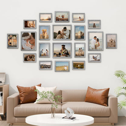 Vittanly 20 Pack Picture Frames Collage Wall Decor, Multi Sizes Including 4pcs 8x10, 8pcs 5x7 and 8pcs 4x6 Photo Frames, Gallery Frame Set for Wall or Tabletop Display, Black, Brown and Dark Grey
