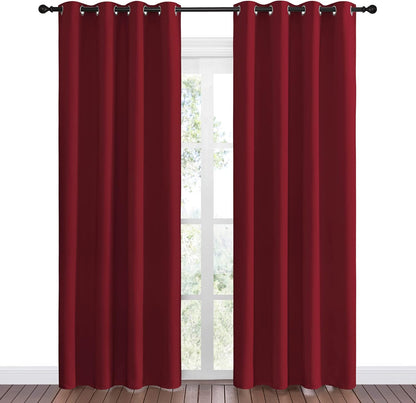 NICETOWN Halloween Pitch Black Solid Thermal Insulated Grommet Blackout Curtains/Drapes for Bedroom Window (2 Panels, 42 inches Wide by 63 inches Long, Black) - Colors A