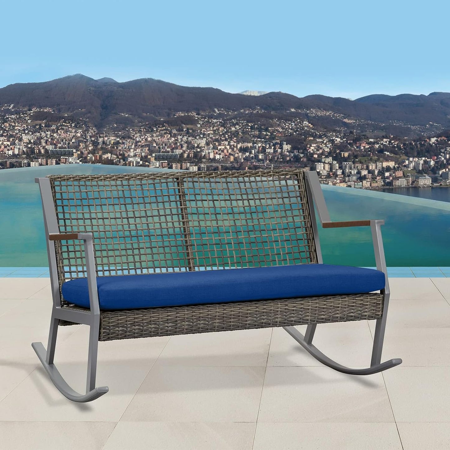 idee-home Outdoor Bench Cushion Waterproof, Bench Cushions for Outdoor Furniture, Patio Porch Swing Replacement Seat Pad with Ties for Garden Backyard, 48 x 18 Inch Red