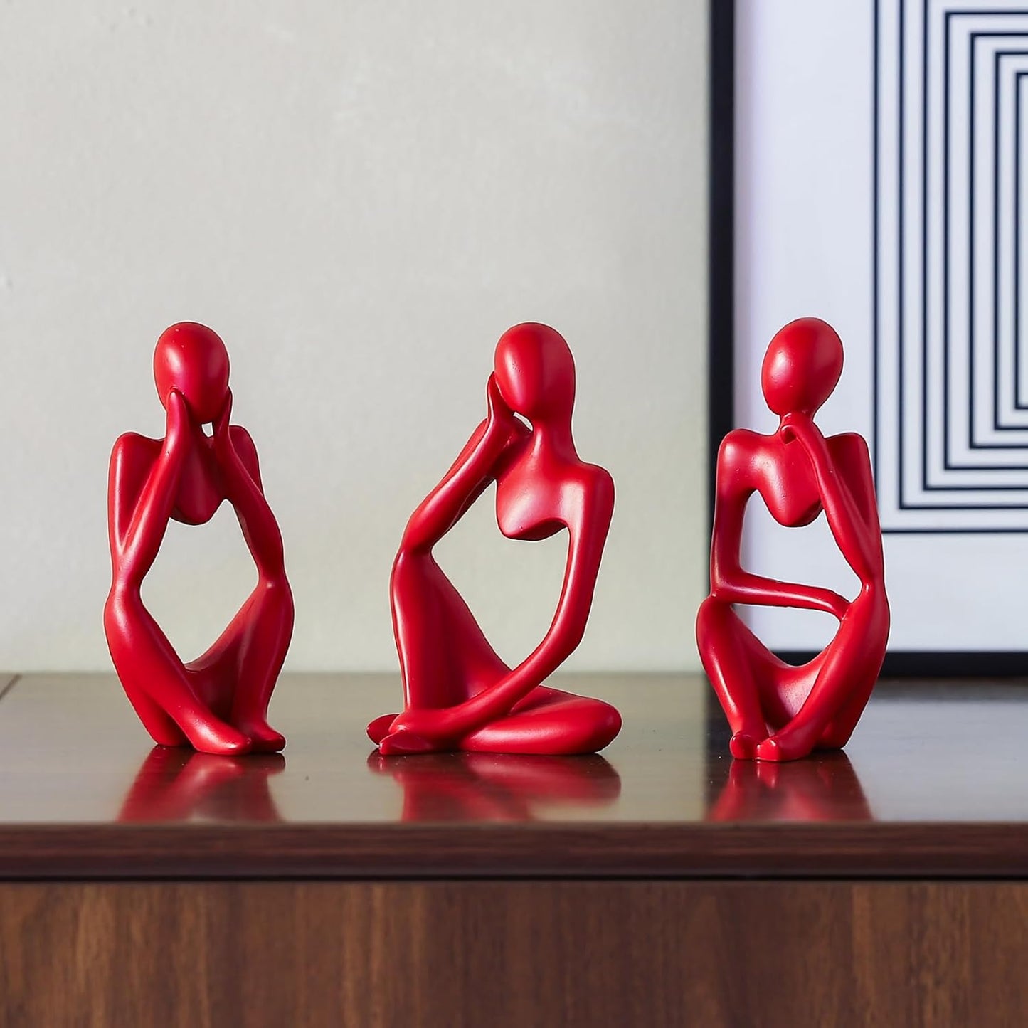 BrownLove 3pcs Decor White Thinker Statue Abstract Art Sculpture，Resin Collectible Figurines for Home Living Room Office Shelf Decoration