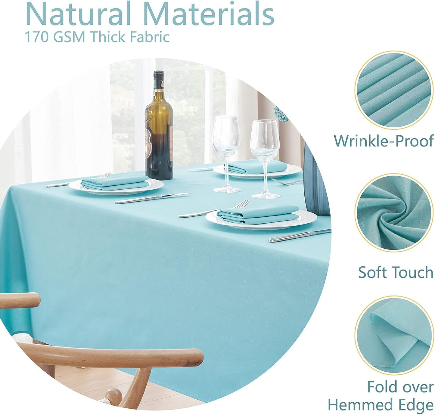 Veblandy Rectangle Tablecloth Waterproof Linen Textured Table Cloth Stain and Wrinkle Resistant Washable, Decorative Fabric Table Cover for Dining, Party and Camping (Sage Green, 52 * 70)