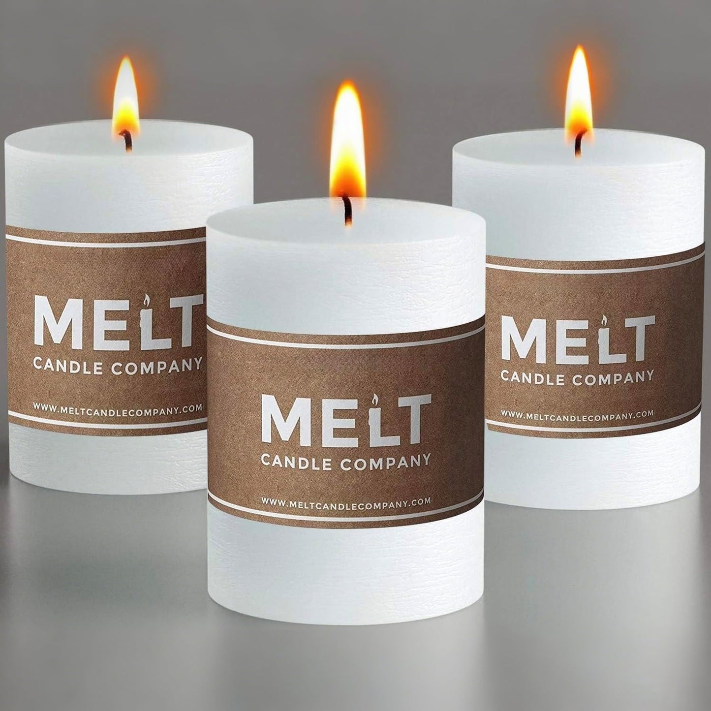 Melt Candle Pillar Candles, 3 Pack - Unscented Candles for Home, Church, Weddings, & More - 3" x 4", Ivory