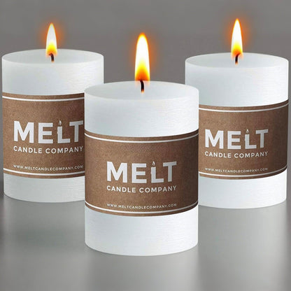 Melt Candle Pillar Candles, 3 Pack - Unscented Candles for Home, Church, Weddings, & More - 3" x 4", Ivory