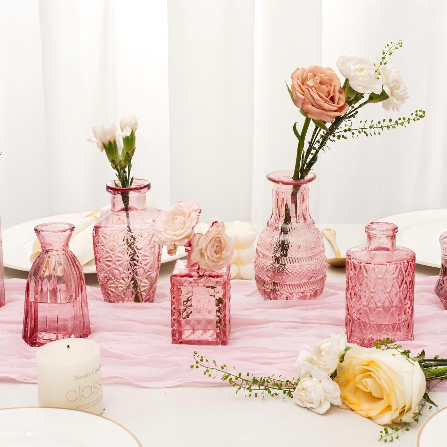 Clear Glass Bud Vase Set of 12 Pcs,Small Bud Vases in Bulk,Glass Crystal Flower Vases Table Centerpieces for Party Event Wedding Decor Baby Shower Decorations (Clear, 12 Pcs)