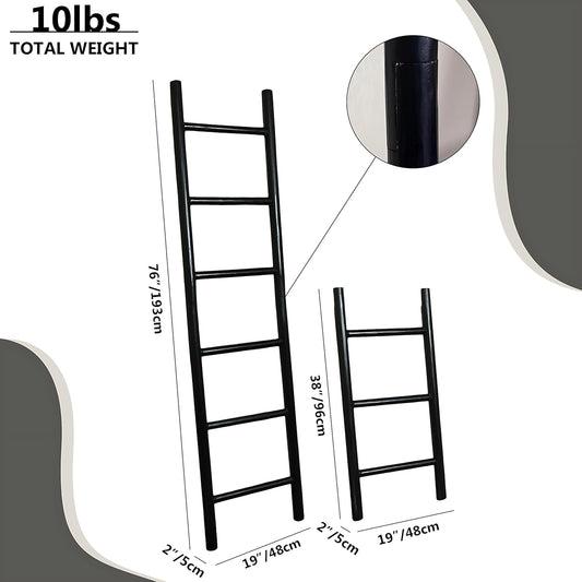 Wooden Blanket Ladder - 57in Natural Wood Color- Leaning Wall Decor for Bedroom, Bathroom, Living Room - Rustic Quilt Holder (Natural Wood Color (Knock Down), 57in | Knock Down)