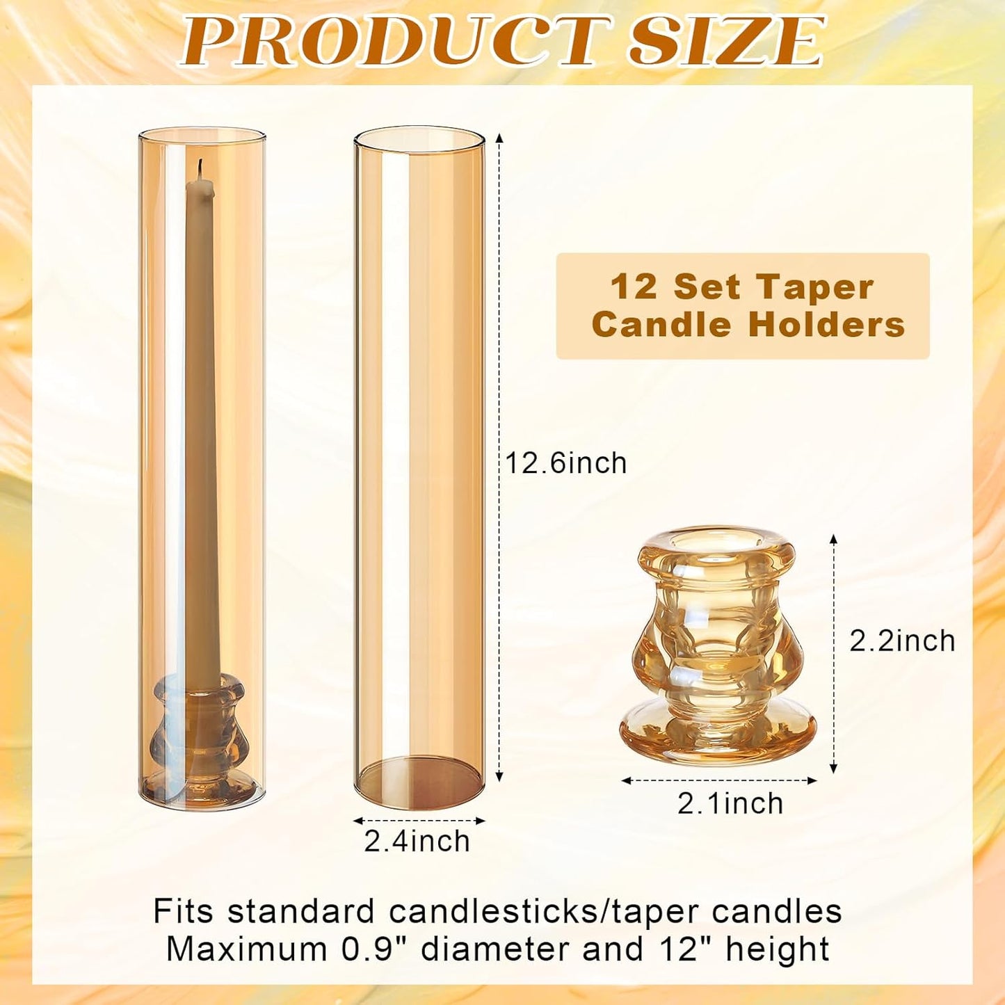Teenyyou 36 Set Glass Hurricane Candle Holders Bulk 12.6" Open Ended Glass Candleholder Tube Shape Bottomless and 2.2" Taper Clear Candlestick Holders for Wedding Table Centerpiece (Clear)